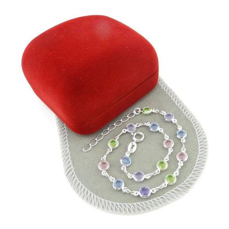 Pulseira Feminina 16/20cm Colorida 5mm Folheada Prata PL487 - Wnbijouterias Menor preço em Pulseira Feminina 16/20cm Colorida 5mm Folheada Prata PL487 - Wnbijouterias