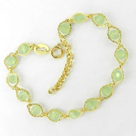 Pulseira Feminina 16 a 19cm Verde Folheada Ouro PL427 - Wnbijouterias Menor preço em Pulseira Feminina 16 a 19cm Verde Folheada Ouro PL427 - Wnbijouterias