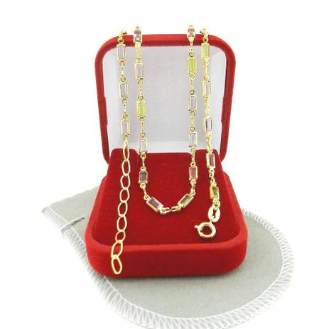 Pulseira Feminina 17/19cm 3mm Colorida Folheada Ouro PL341 - Wnbijouterias Menor preço em Pulseira Feminina 17/19cm 3mm Colorida Folheada Ouro PL341 - Wnbijouterias
