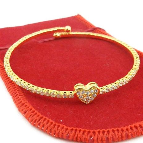 Pulseira Feminina 17/20cm Strás Branco Folheada Ouro PL099 - Wnbijouterias Menor preço em Pulseira Feminina 17/20cm Strás Branco Folheada Ouro PL099 - Wnbijouterias