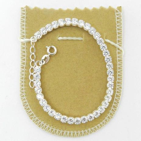 Pulseira Feminina 17/20cm Zirconia 4mm Folheada Prata PL097 - Wnbijouterias Menor preço em Pulseira Feminina 17/20cm Zirconia 4mm Folheada Prata PL097 - Wnbijouterias