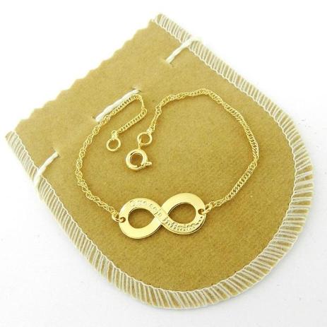 Pulseira Feminina 17cm Infinito Folheado Ouro PL241 - Wnbijouterias Menor preço em Pulseira Feminina 17cm Infinito Folheado Ouro PL241 - Wnbijouterias