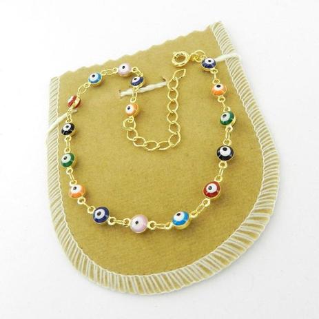 Pulseira Feminina 18/23cm Olho Grego Folheado Ouro PL462 - Wnbijouterias Menor preço em Pulseira Feminina 18/23cm Olho Grego Folheado Ouro PL462 - Wnbijouterias