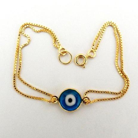 Pulseira Feminina 18cm Olho Grego Folheado Ouro PL271 - Wnbijouterias Menor preço em Pulseira Feminina 18cm Olho Grego Folheado Ouro PL271 - Wnbijouterias