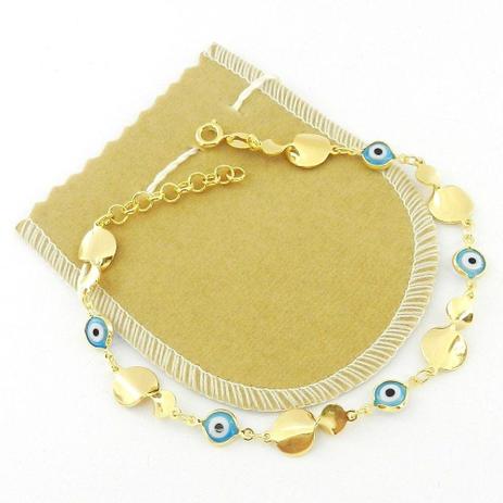Pulseira Feminina 20/23cm Olho Grego 7mm Folheada Ouro PL392 - Wnbijouterias Menor preço em Pulseira Feminina 20/23cm Olho Grego 7mm Folheada Ouro PL392 - Wnbijouterias