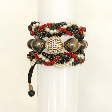 Pulseira feminina ajustável , 3 voltas , bolas, miçangas, pérolas e cristais -3641 - Camargomarkiori Menor preço em Pulseira feminina ajustável , 3 voltas , bolas, miçangas, pérolas e cristais -3641 - Camargomarkiori