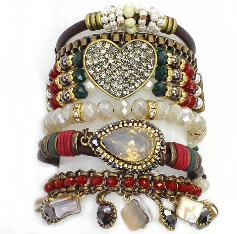 Pulseira feminina colorida, varias voltas, cristais, corrente, metais e strass -3724 - Camargomarkiori Menor preço em Pulseira feminina colorida, varias voltas, cristais, corrente, metais e strass -3724 - Camargomarkiori