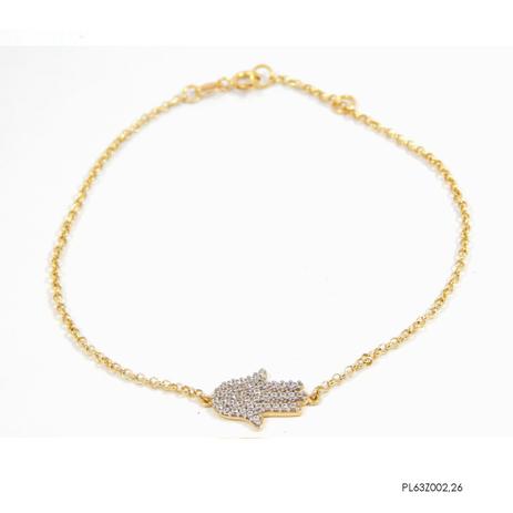 Pulseira Feminina Ouro 18k Mão De fatima PL63Z002,26 - Jjoias Menor preço em Pulseira Feminina Ouro 18k Mão De fatima PL63Z002,26 - Jjoias