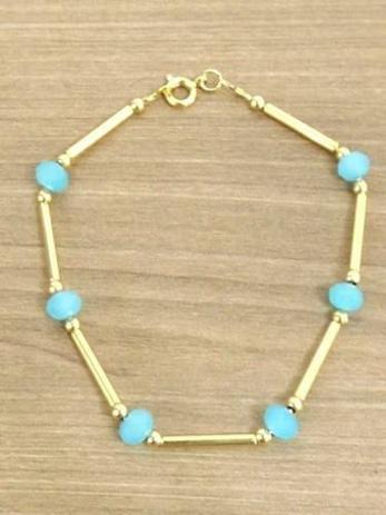 Pulseira Feminina Pedra Azul Sintética Folheada Ouro Semi Jóias. Cod: 1364AZ - Gabriela costa semi jóias é boa?