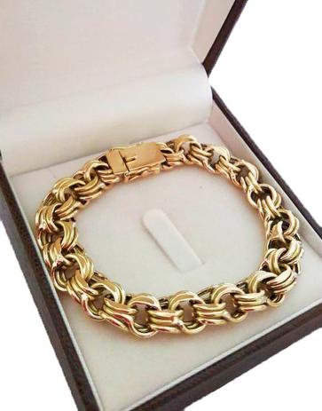 Pulseira Friso Triplo 24 Gramas 11mm 21cm Ouro 18k 750 - Perucci joias Menor preço em Pulseira Friso Triplo 24 Gramas 11mm 21cm Ouro 18k 750 - Perucci joias