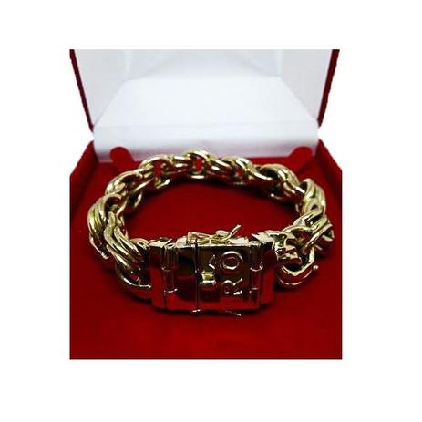 Pulseira Friso Triplo 65 Gramas 20mm 19cm Ouro 18k 750 Maciço - Perucci joias Menor preço em Pulseira Friso Triplo 65 Gramas 20mm 19cm Ouro 18k 750 Maciço - Perucci joias
