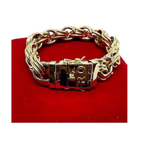 Pulseira Friso Triplo 65 Gramas 20mm 21cm Ouro 18k 750 Maciço - Perucci joias Menor preço em Pulseira Friso Triplo 65 Gramas 20mm 21cm Ouro 18k 750 Maciço - Perucci joias