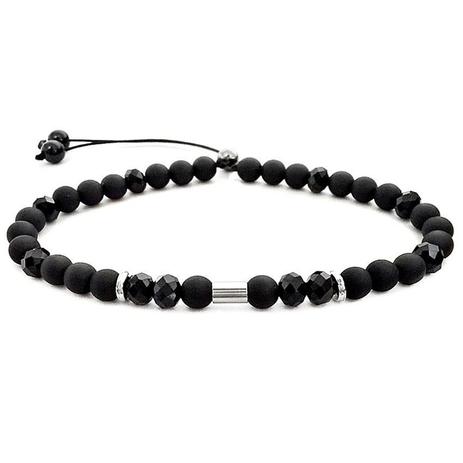 Pulseira Gafeno De Pedra Cristal Preta Fosco - Gafeno acessórios Menor preço em Pulseira Gafeno De Pedra Cristal Preta Fosco - Gafeno acessórios
