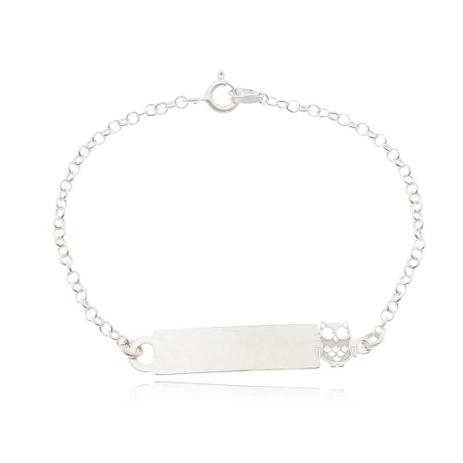 Pulseira Infantil Chapinha Coruja - Céu de prata Menor preço em Pulseira Infantil Chapinha Coruja - Céu de prata