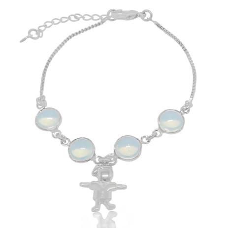 Pulseira Infantil com Pedras da Lua e Pendente Menina Folheado Prata 1000 - Lunozê Menor preço em Pulseira Infantil com Pedras da Lua e Pendente Menina Folheado Prata 1000 - Lunozê
