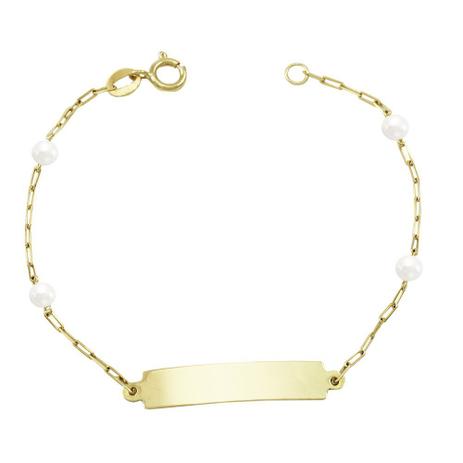Pulseira Infantil em Ouro 18K Placa com Pérolas - AU2242 - Bruna tessaro Menor preço em Pulseira Infantil em Ouro 18K Placa com Pérolas - AU2242 - Bruna tessaro