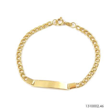 Pulseira Infantil Groumet Com Plaquinha Dourado Ouro 18k 1310002,46 - Jjoias Menor preço em Pulseira Infantil Groumet Com Plaquinha Dourado Ouro 18k 1310002,46 - Jjoias