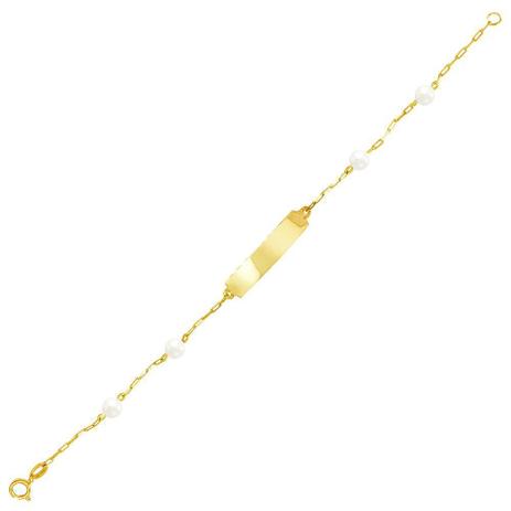 Pulseira Infantil Ouro 18K Placa com Pérolas - AU4573 - Bruna tessaro Menor preço em Pulseira Infantil Ouro 18K Placa com Pérolas - AU4573 - Bruna tessaro