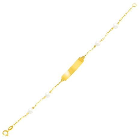 Pulseira Infantil Ouro 18K Placa com Pérolas - AU5608 - Bruna tessaro Menor preço em Pulseira Infantil Ouro 18K Placa com Pérolas - AU5608 - Bruna tessaro