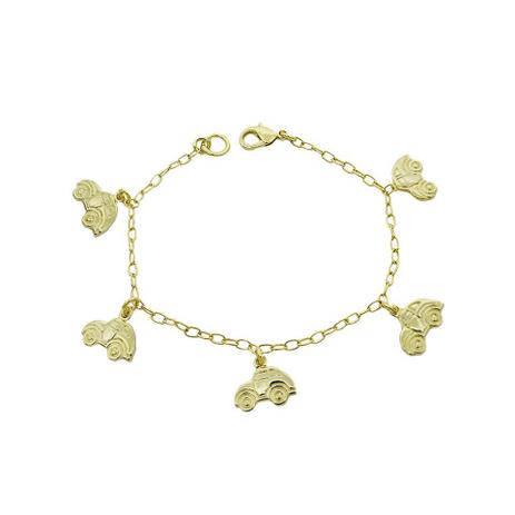 Pulseira Infantil Pingentes Carrinhos Folheado a Ouro 18k - Lunozê Menor preço em Pulseira Infantil Pingentes Carrinhos Folheado a Ouro 18k - Lunozê