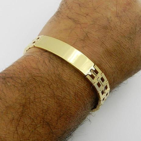 Pulseira Masculina 18cm 12mm Largura Folheada Ouro PL366 - Wnbijouterias Menor preço em Pulseira Masculina 18cm 12mm Largura Folheada Ouro PL366 - Wnbijouterias