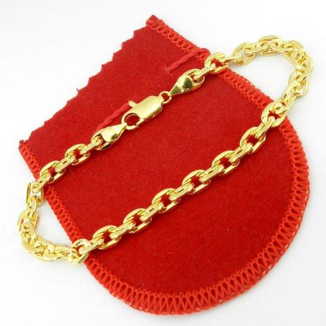 Pulseira Masculina 18cm 5mm Largura Folheada Ouro PL484 - Wnbijouterias Menor preço em Pulseira Masculina 18cm 5mm Largura Folheada Ouro PL484 - Wnbijouterias