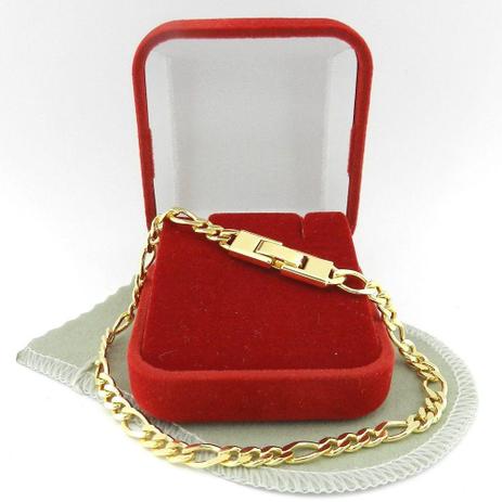Pulseira Masculina 18cm 5mm Largura Folheado Ouro PL445 - Wnbijouterias Menor preço em Pulseira Masculina 18cm 5mm Largura Folheado Ouro PL445 - Wnbijouterias