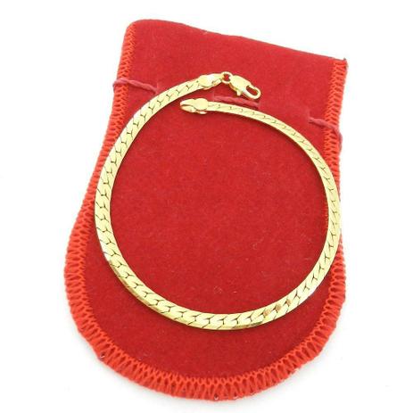 Pulseira Masculina 19cm 4mm Largura Folheado Ouro PL491 - Wnbijouterias Menor preço em Pulseira Masculina 19cm 4mm Largura Folheado Ouro PL491 - Wnbijouterias