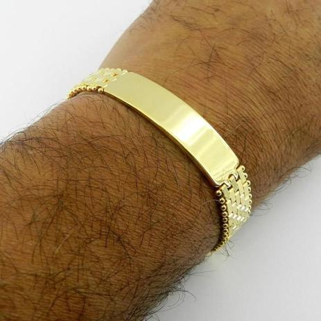Pulseira Masculina 20cm 13mm Largura Folheada Ouro PL272 - Wnbijouterias Menor preço em Pulseira Masculina 20cm 13mm Largura Folheada Ouro PL272 - Wnbijouterias