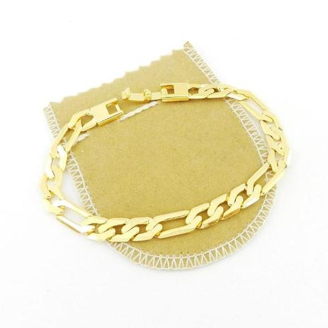 Pulseira Masculina 20cm 7mm Largura Folheada Ouro PL260 - Wnbijouterias Menor preço em Pulseira Masculina 20cm 7mm Largura Folheada Ouro PL260 - Wnbijouterias