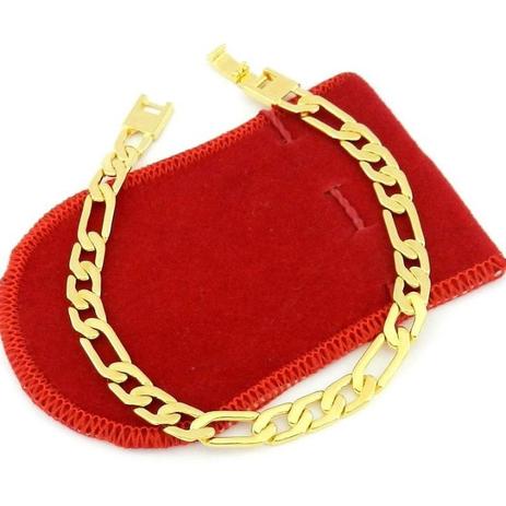 Pulseira Masculina 20cm 7mm Largura Folheado Ouro PL446 - Wnbijouterias Menor preço em Pulseira Masculina 20cm 7mm Largura Folheado Ouro PL446 - Wnbijouterias
