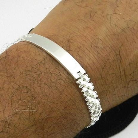 Pulseira Masculina 20cm 8mm Largura Folheada Prata PL365 - Wnbijouterias Menor preço em Pulseira Masculina 20cm 8mm Largura Folheada Prata PL365 - Wnbijouterias
