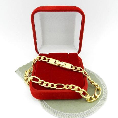 Pulseira Masculina 21cm 6mm Largura Folheada Ouro PL105 - Wnbijouterias Menor preço em Pulseira Masculina 21cm 6mm Largura Folheada Ouro PL105 - Wnbijouterias