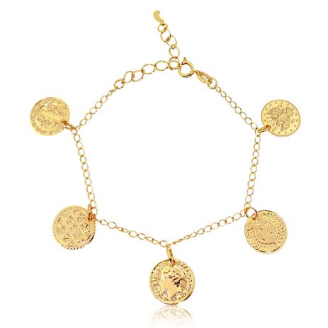 Pulseira Medalhas Folheado em Ouro 18 K - Minha nova biju Menor preço em Pulseira Medalhas Folheado em Ouro 18 K - Minha nova biju