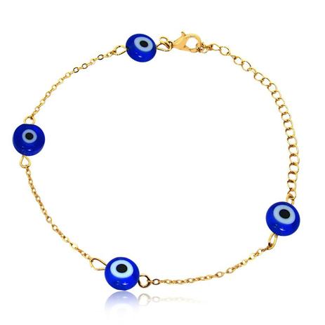 Pulseira Olho Grego Azul Folheado Ouro 18 K - Minha nova biju Menor preço em Pulseira Olho Grego Azul Folheado Ouro 18 K - Minha nova biju