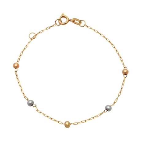 Pulseira Ouro 18k Infantil Elo Cartier Bolinhas 3 Tons 13,5 mm - Pasquali Menor preço em Pulseira Ouro 18k Infantil Elo Cartier Bolinhas 3 Tons 13,5 mm - Pasquali