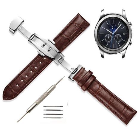 Pulseira Para Gear S3 Frontier S3 Classic Moto 360 2g Couro Genuíno 22mm Marrom - X-doria Menor preço em Pulseira Para Gear S3 Frontier S3 Classic Moto 360 2g Couro Genuíno 22mm Marrom - X-doria