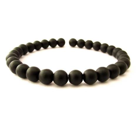 Pulseira Pedra Ônix Preto Fosco 6mm - Youser acessórios Menor preço em Pulseira Pedra Ônix Preto Fosco 6mm - Youser acessórios