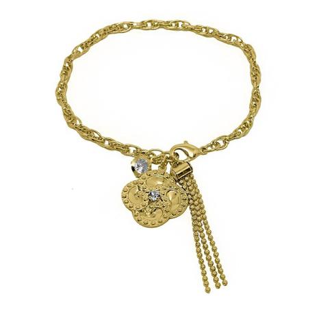 Pulseira Pendentes Flor e Franjas Folheado Ouro 18k - Lunozê Menor preço em Pulseira Pendentes Flor e Franjas Folheado Ouro 18k - Lunozê