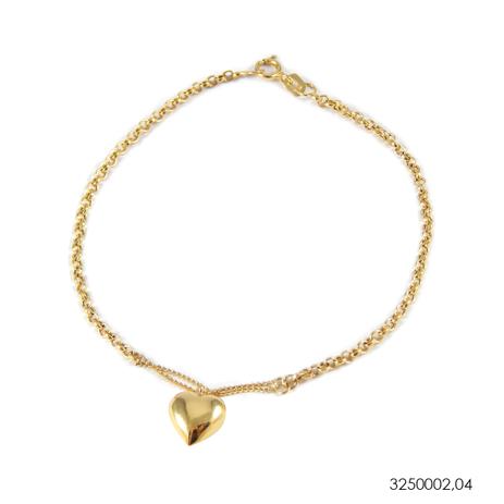 Pulseira Portuguesa Com Coração Dourado Ouro 18k 3250002,04 - Jjoias Menor preço em Pulseira Portuguesa Com Coração Dourado Ouro 18k 3250002,04 - Jjoias