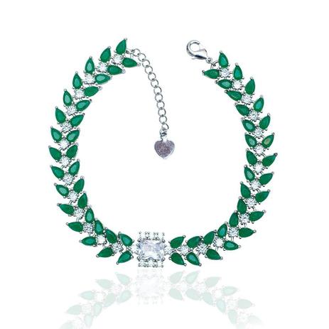 Pulseira Riviera London Zircônia Branca e Verde Esmeralda Folheado a Ródio Branco Moussaieff Menor preço em Pulseira Riviera London Zircônia Branca e Verde Esmeralda Folheado a Ródio Branco Moussaieff