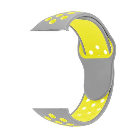Pulseira Sport Silicone Nk Furo Para Apple Watch 1 2 3 4- 42/44mm - Cinza/Amarela - Omnii fast Menor preço em Pulseira Sport Silicone Nk Furo Para Apple Watch 1 2 3 4- 42/44mm - Cinza/Amarela - Omnii fast