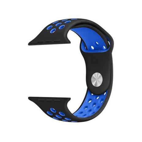 Pulseira Sport Silicone Nk Furo Para Apple Watch 1 2 3 4- 42/44mm - Preto e Azul - Omnii fast Menor preço em Pulseira Sport Silicone Nk Furo Para Apple Watch 1 2 3 4- 42/44mm - Preto e Azul - Omnii fast