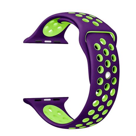 Pulseira Sport Silicone Nk Furo Para Apple Watch 1 2 3 4- 42/44mm - Roxo e Verde - Omnii fast Menor preço em Pulseira Sport Silicone Nk Furo Para Apple Watch 1 2 3 4- 42/44mm - Roxo e Verde - Omnii fast