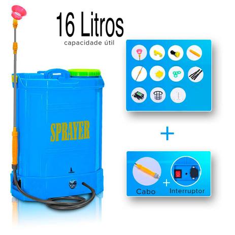 Pulverizador Costal Elétrico 16 Litros Bateria Recarregável Bivolt GT860 - Lorben Menor preço em Pulverizador Costal Elétrico 16 Litros Bateria Recarregável Bivolt GT860 - Lorben