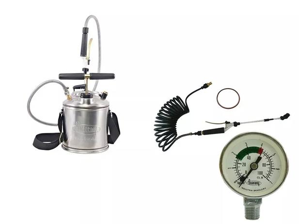 Pulverizador Inox 5l + Kit Impermeabilização com Manômetro - Guarany Menor preço em Pulverizador Inox 5l + Kit Impermeabilização com Manômetro - Guarany