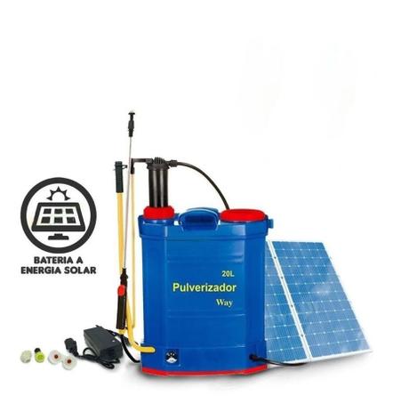 Pulverizador Placa Solar Eletrico Costal Manual Bateria Painel 20 Litros Platanção Limpeza - Economia Solar