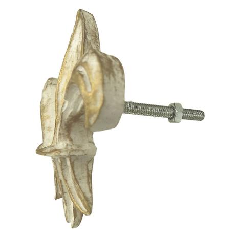 Puxador para Gavetas Flor de Lis Branco e Dourado - Resina - Resinas Menor preço em Puxador para Gavetas Flor de Lis Branco e Dourado - Resina - Resinas