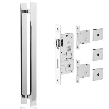 Puxador Porta Barra reto 80cm + Kit fechadura tetra Po - Tidra Menor preço em Puxador Porta Barra reto 80cm + Kit fechadura tetra Po - Tidra