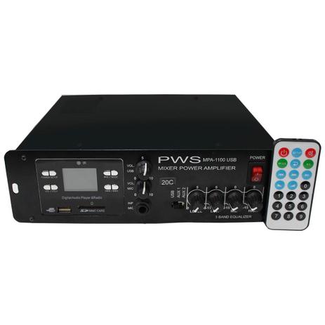 Pws - Amplificador Para Som Ambiente USB/FM 20C MPA1100 Menor preço em Pws - Amplificador Para Som Ambiente USB/FM 20C MPA1100